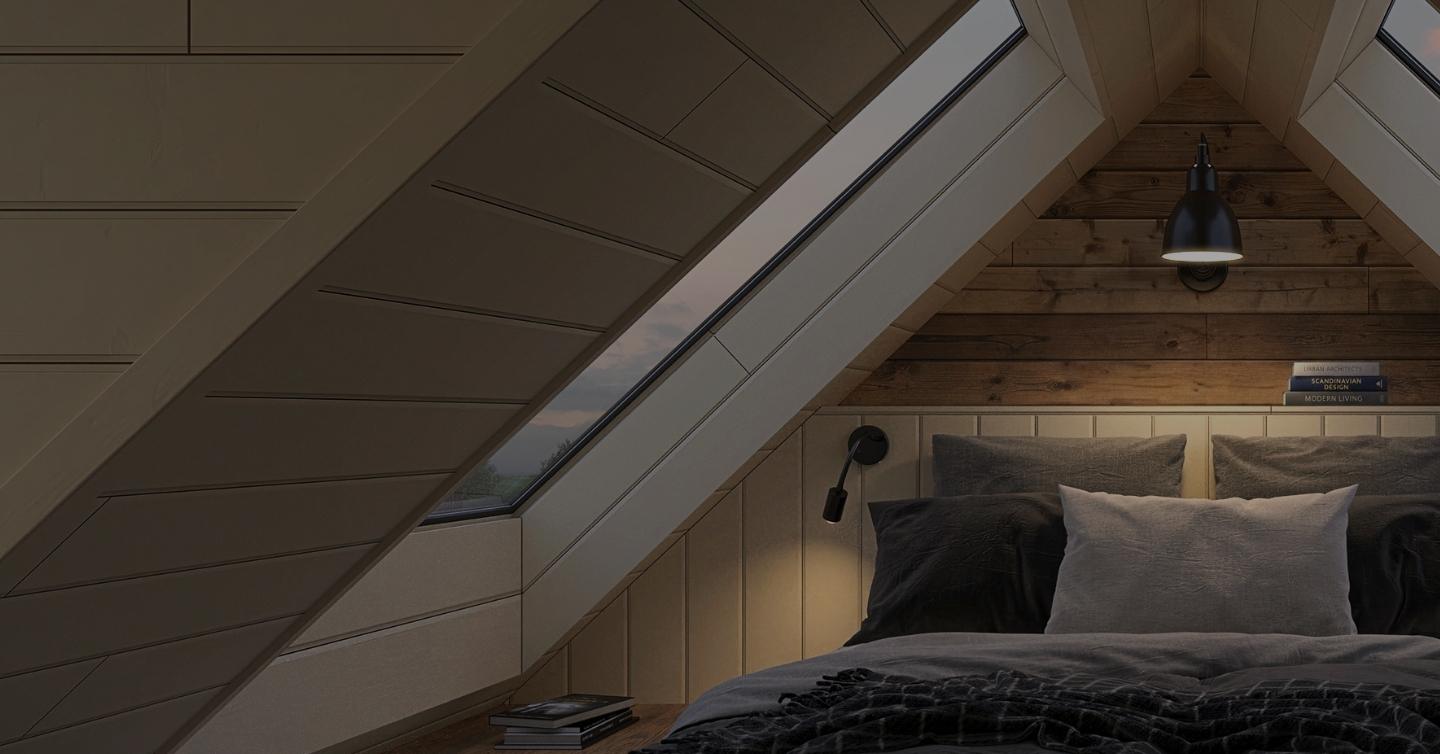 Timber-lined lodge bedroom