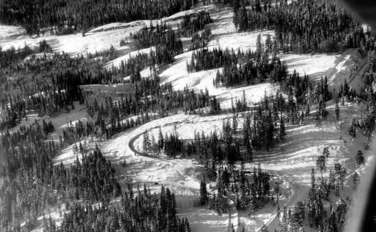 Aerial photo of the Korketrekkeren track, 1952 Olympics